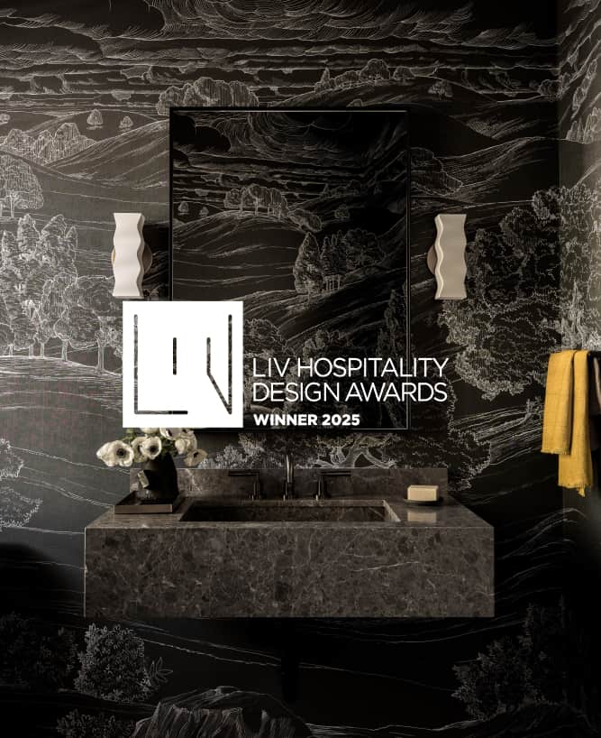 LIV Hospitality Design Awards for Nicole Hollis depicting a beautiful marble bathroom